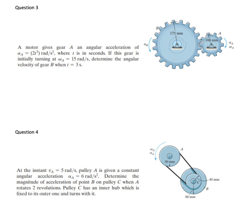 Solved A motor gives gear A an angular acceleration of