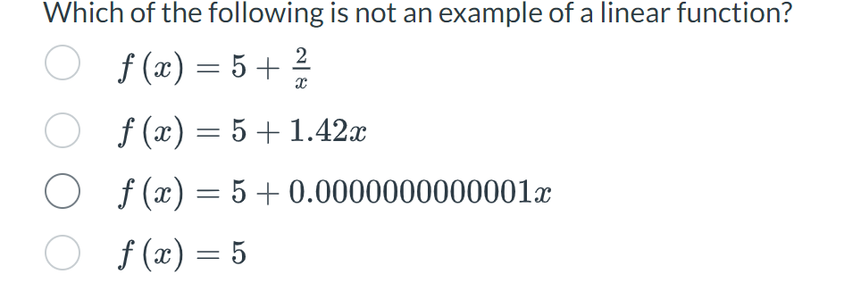 Solved Which of the following is not an example of a linear | Chegg.com