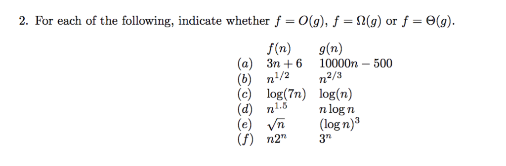 Solved 2 For Each Of The Following Indicate Whether F N Chegg Com