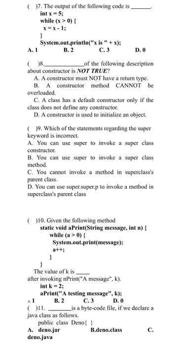 Solved Choose one answer for each of the following | Chegg.com