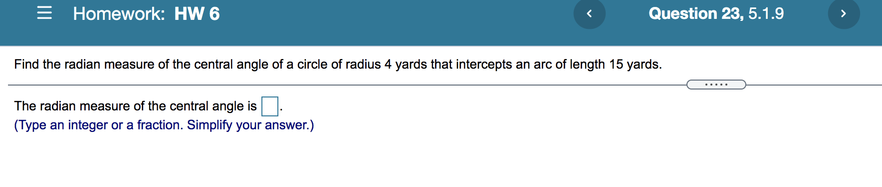 Radian measure homework image