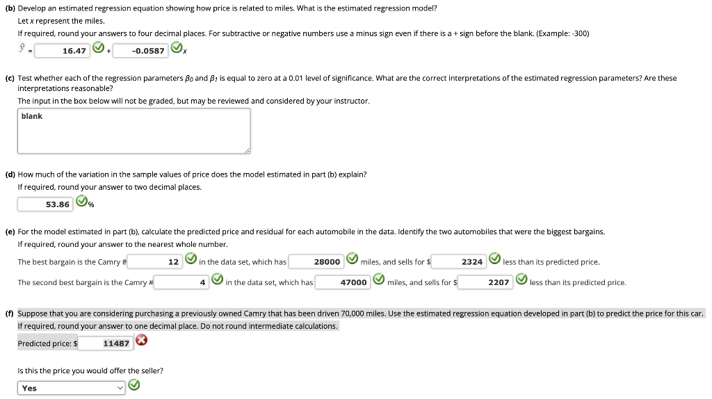 Solved \begin{tabular}{cc} \hline Miles (1,000s) & Price