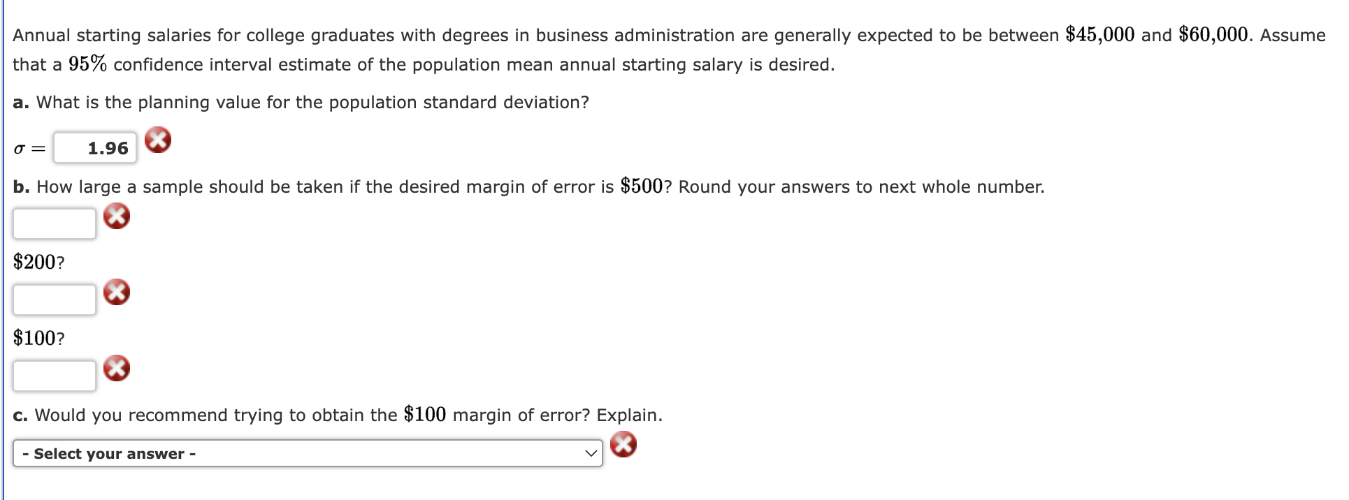 Solved Annual starting salaries for college graduates with | Chegg.com