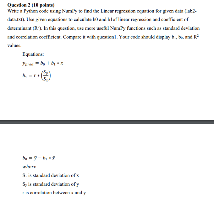 Solved Question 2 (10 points) Write a Python code using | Chegg.com