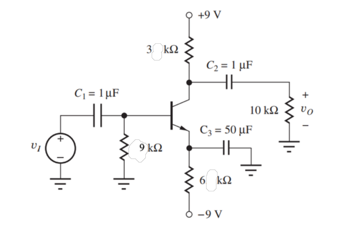 Solved The BJT amplifier circuit in the figure below has β = | Chegg.com