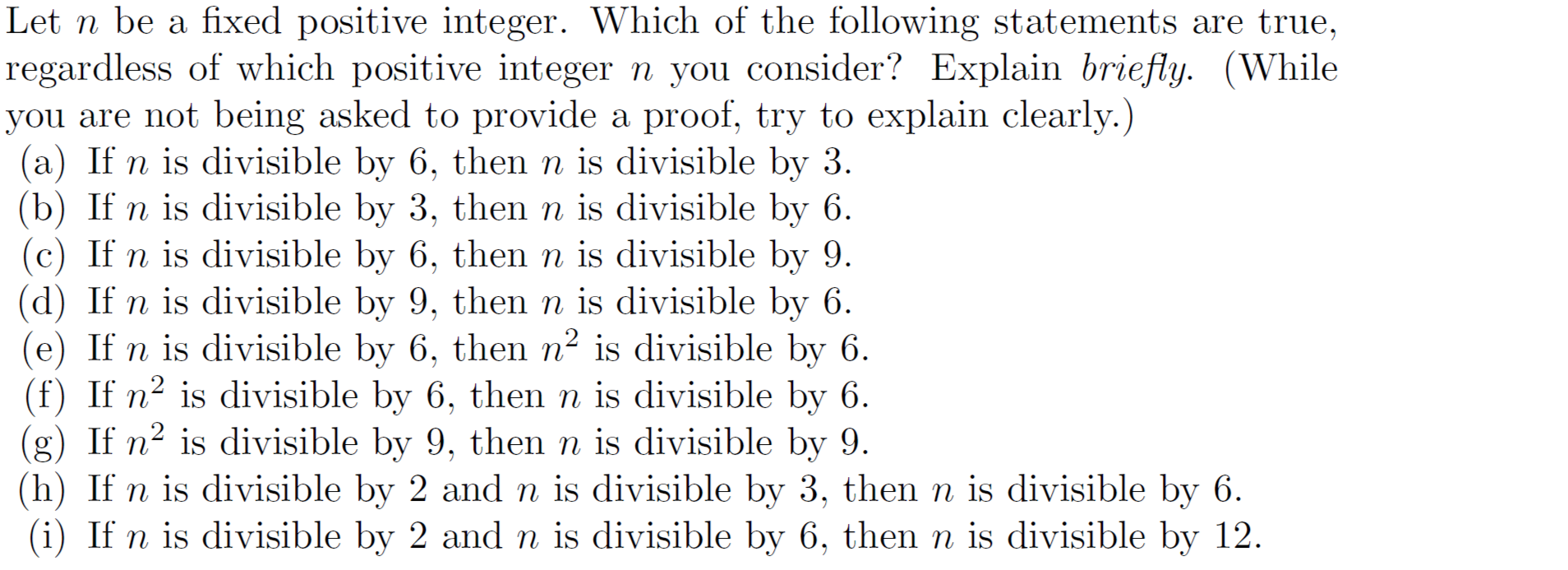 Let n be a fixed positive integer. Which of the | Chegg.com