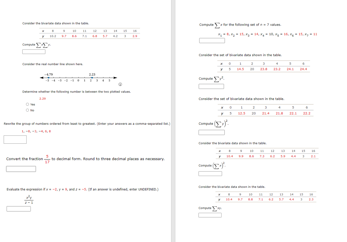 Solved Compute ∑??x for the following set of n=7 | Chegg.com
