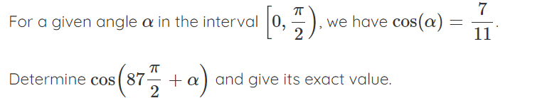 Solved For a given angle α in the interval [0,2π), we have | Chegg.com