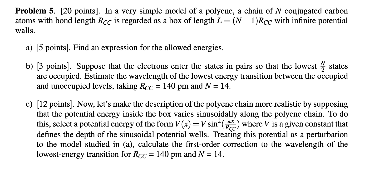 Problem 5. [20 ﻿points]. ﻿In a very simple model of a | Chegg.com