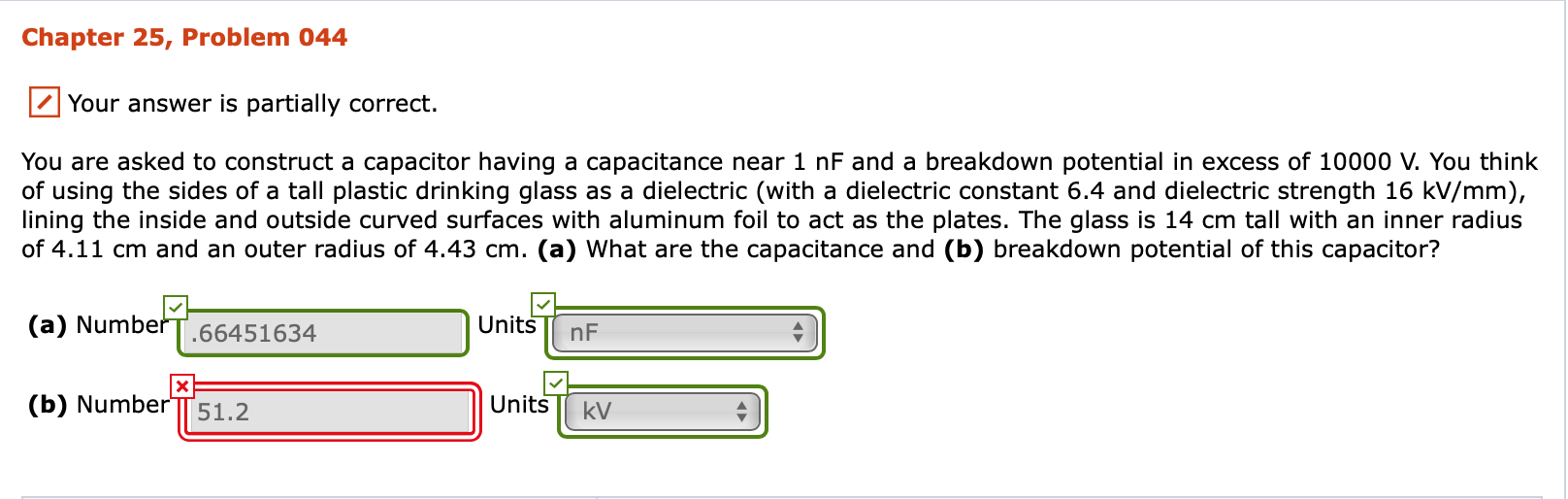 Solved Chapter 25, Problem 044 Your answer is partially | Chegg.com