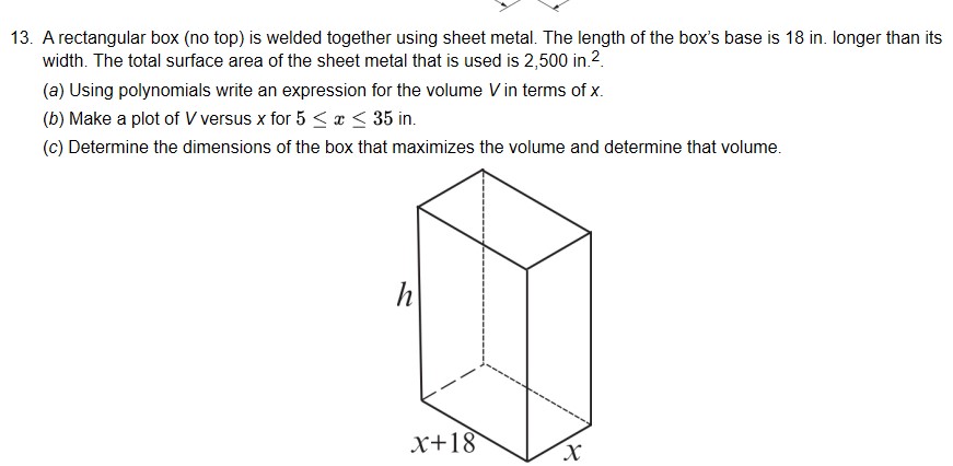 Solved A rectangular box (no top) ﻿is welded together using | Chegg.com