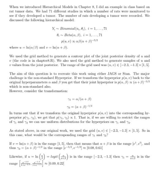 When We Introduced Hierarchical Models In Chapter 8, | Chegg.com