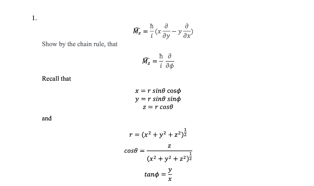 Solved 1 A ħ A X I Ay Yər Show By The Chain Rule That Chegg Com