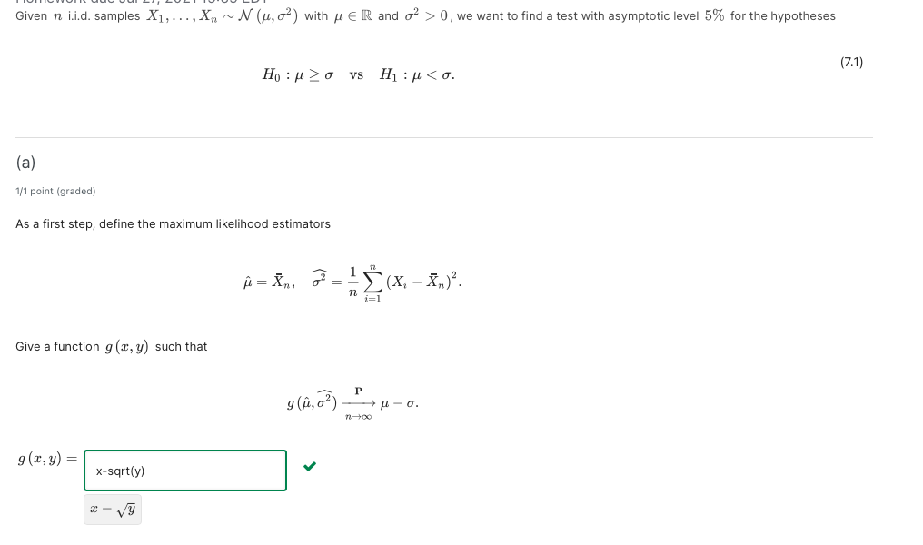 Solved Given N I I D Samples X1 n O With H R And Chegg Com