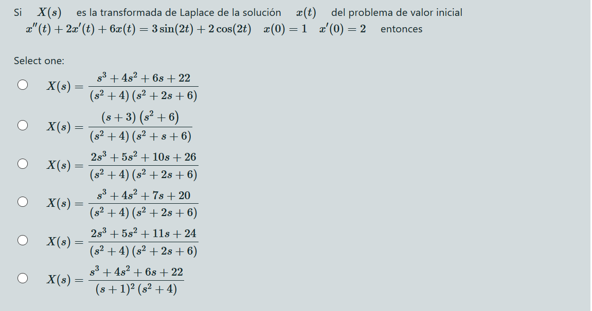 Solved Si X S Es La Transformada De Laplace De La Soluci Chegg Com