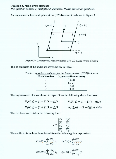 Question 3. Plane stress elements This question cons | Chegg.com