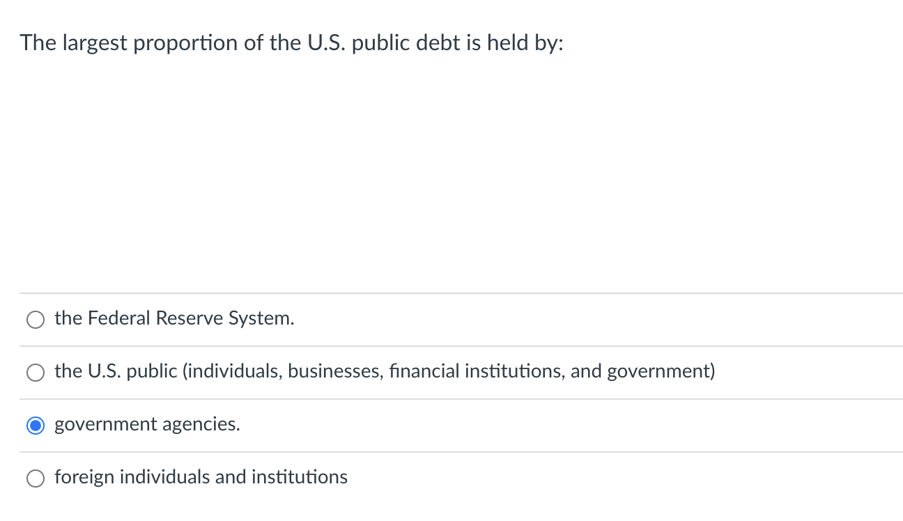 solved-the-largest-proportion-of-the-u-s-public-debt-is-chegg