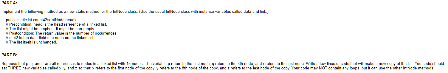 Solved Implement the following method as a new static method | Chegg.com
