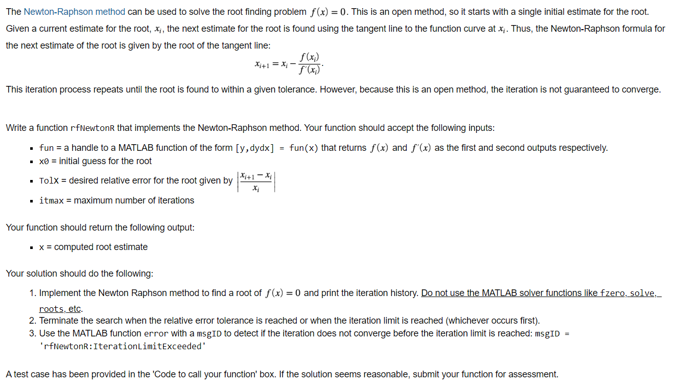Solved The Newton-Raphson method can be used to solve the