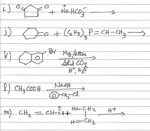 Solved 1 Complete The Following Reactions With Appropriat Chegg Com