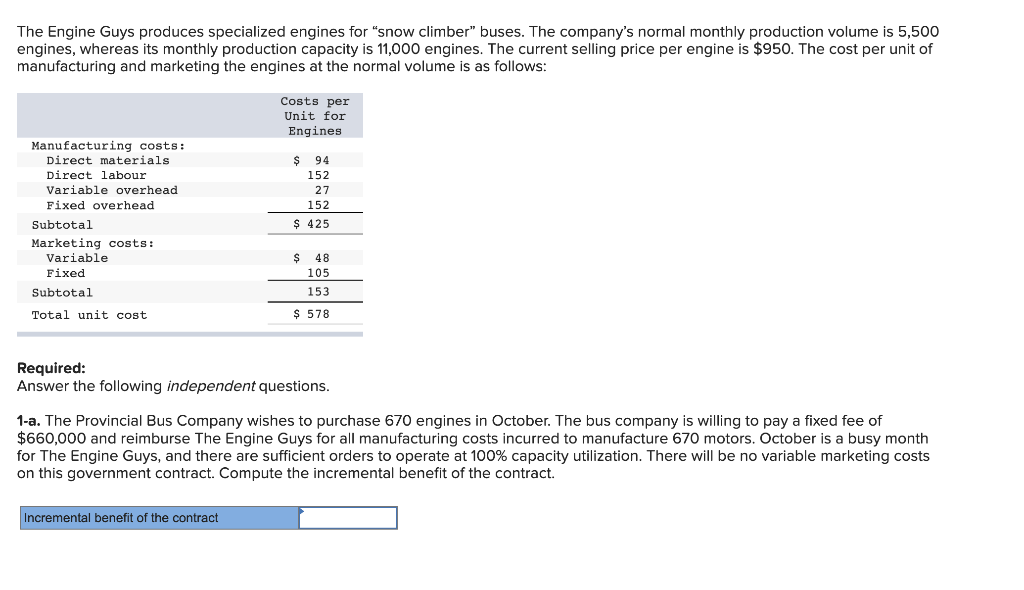 Solved The Engine Guys produces specialized engines for