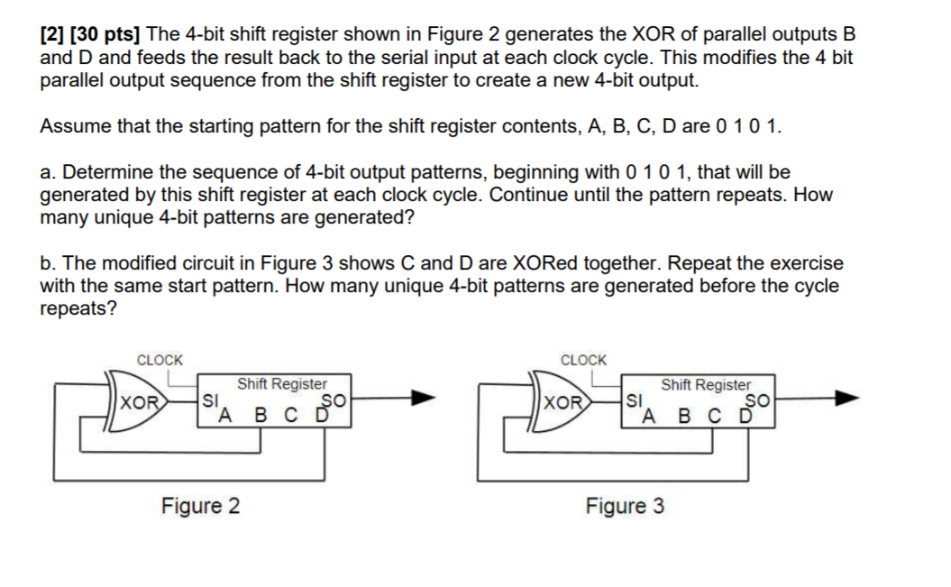 Solved [2] [30 pts] The 4-bit shift register shown in Figure | Chegg.com