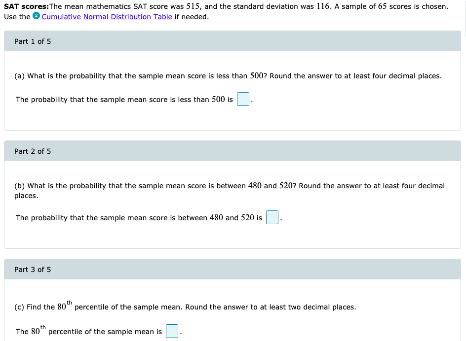 Solved SAT scoresThe mean mathematics SAT score was 515,