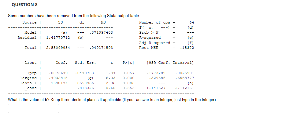 Solved Some numbers have been removed from the following | Chegg.com