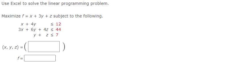 Solved Use Excel to solve the linear programming problem. | Chegg.com