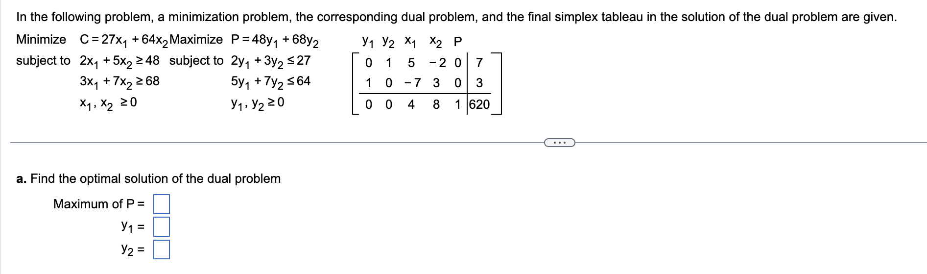 Solve.In The Following Problem, A Minimization | Chegg.com