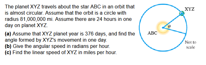 Solved The planet XYZ travels about the star ABC in an orbit | Chegg.com