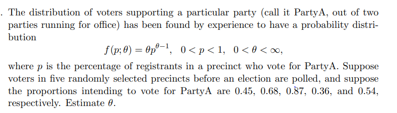 Solved The distribution of voters supporting a particular | Chegg.com