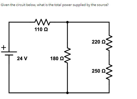 Solved Given the circuit below, what is the total power | Chegg.com