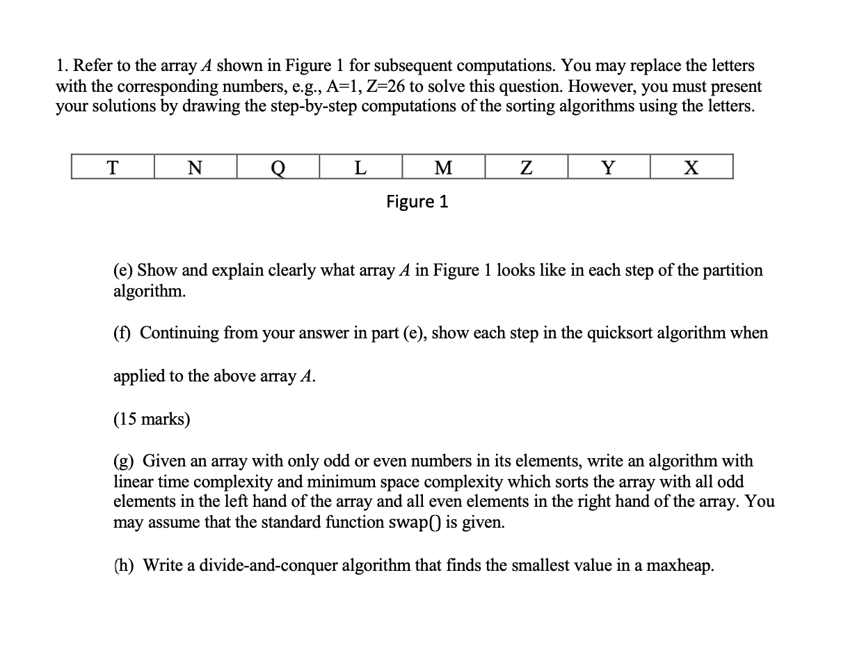 Solved 1. Refer To The Array A Shown In Figure 1 For | Chegg.com