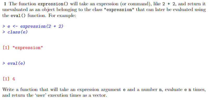 Solved 1 The function expression () will take an expression | Chegg.com