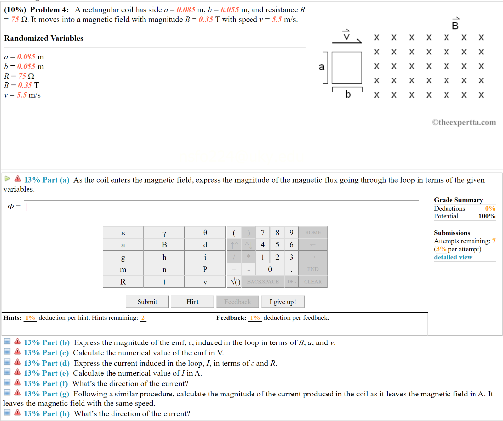 10 Problem 4 A Rectangular Coil Has Side A Chegg Com