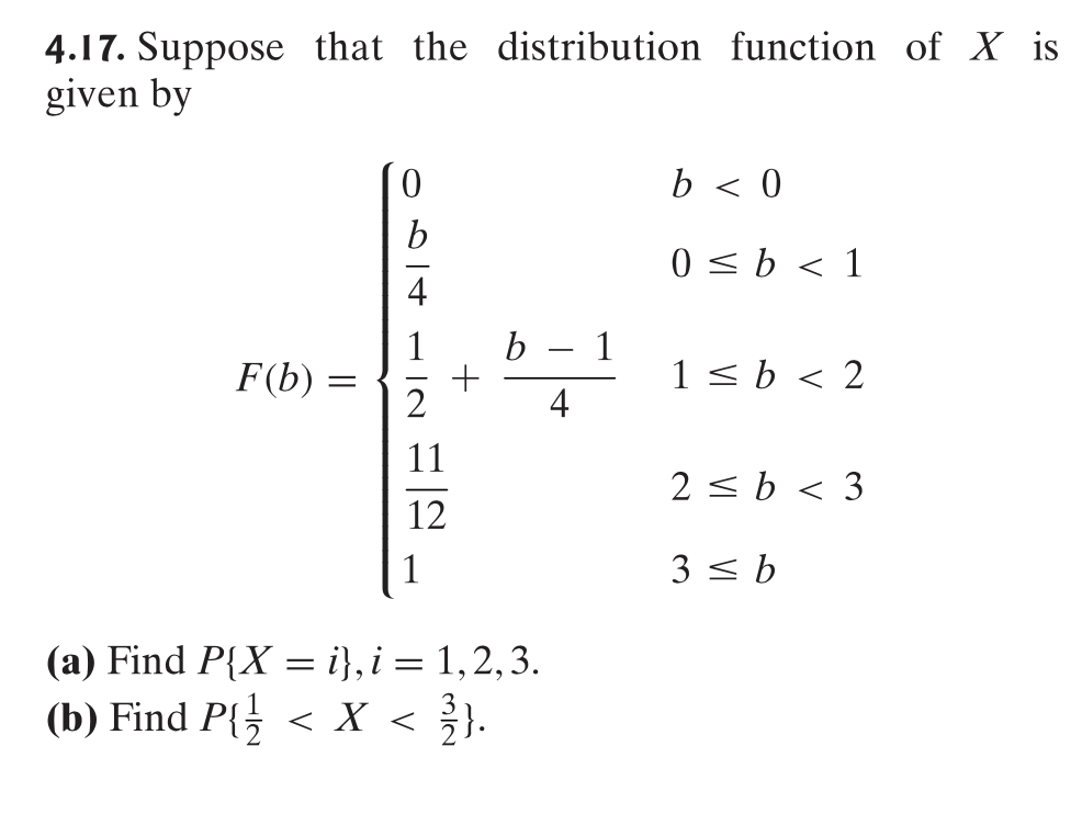 Solved 4.17. Suppose That The Distribution Function Of X Is | Chegg.com