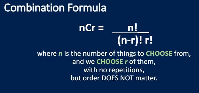 Solved Combination Formula Ncrn−rrn Where N Is The 6718