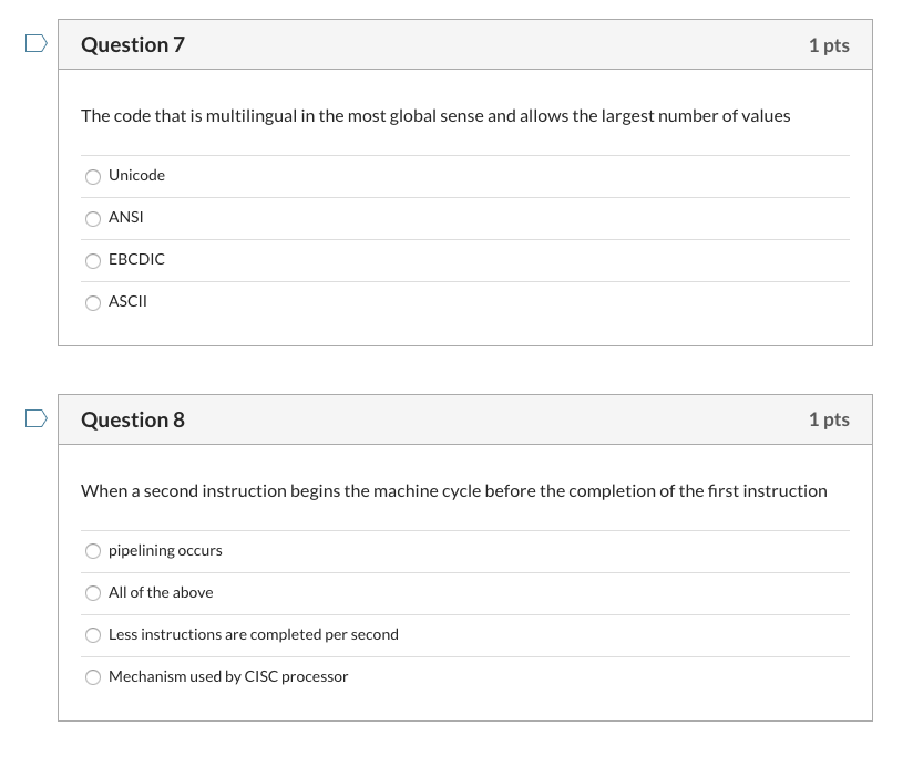 Solved Question 7 1 pts The code that is multilingual in the | Chegg.com