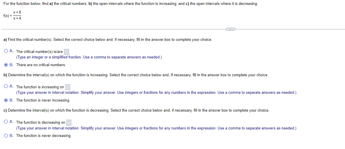 Solved For The Function Below, Find A) The Critical Numbers; | Chegg.com