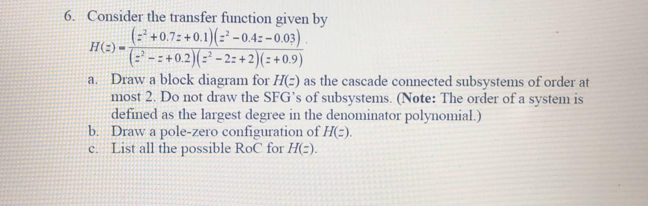 Solved 6. Consider the transfer function given by (2+ | Chegg.com