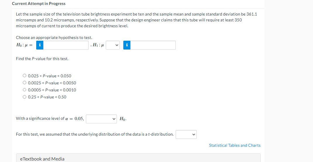 Solved Let the sample size of the television tube brightness | Chegg.com