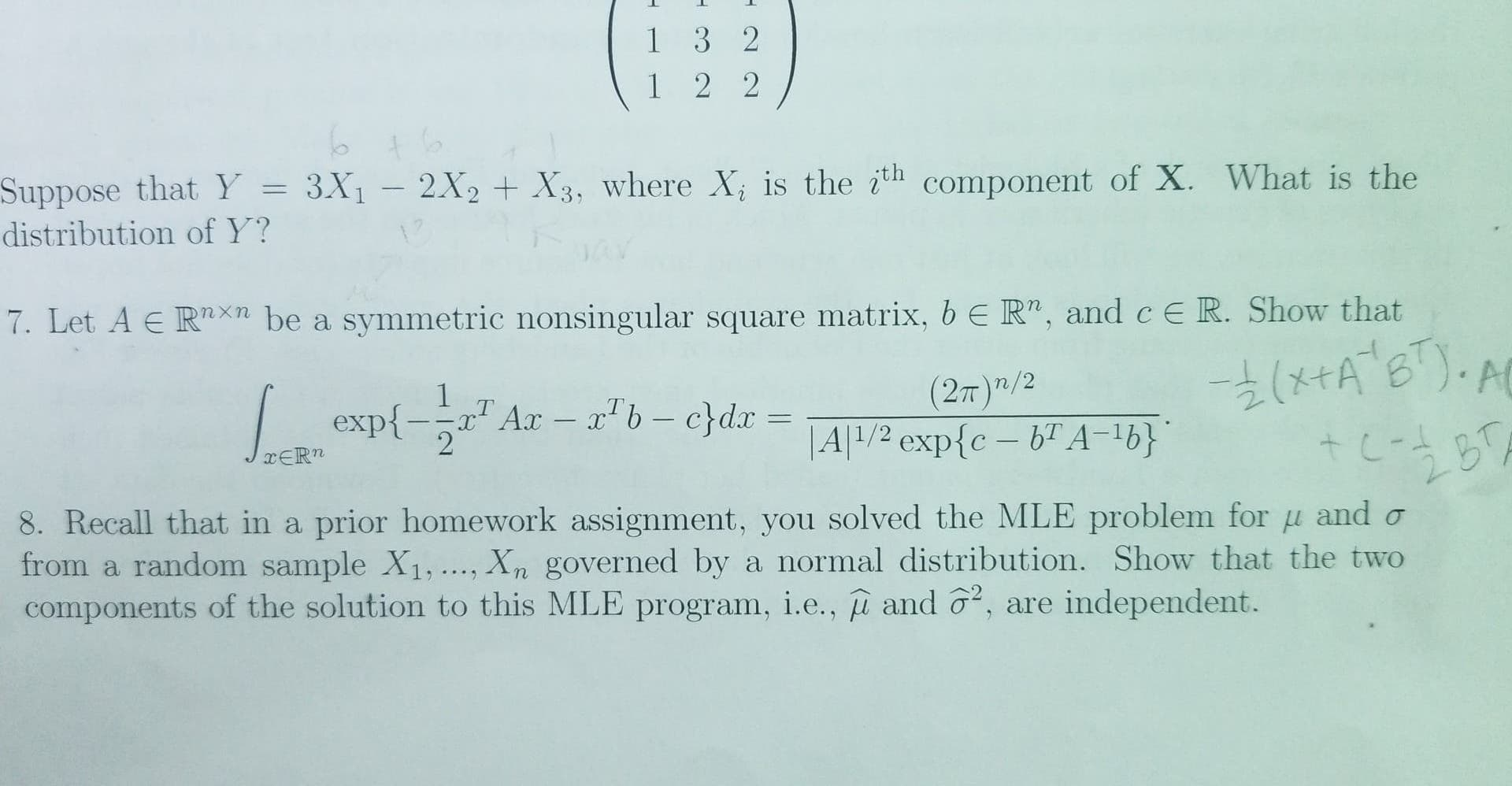 1 3 2 1 2 2 Suppose That Y 3x1 2x2 X3 Where Chegg Com