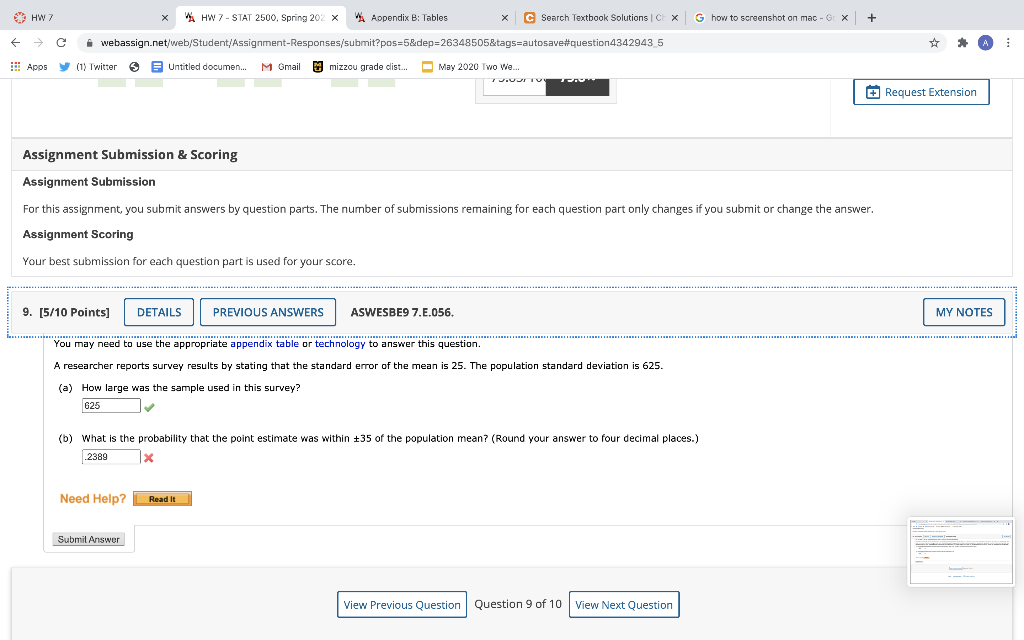 Hw 7 Whw 7 Stat 2500 Spring X W Appendix B Ta Chegg Com