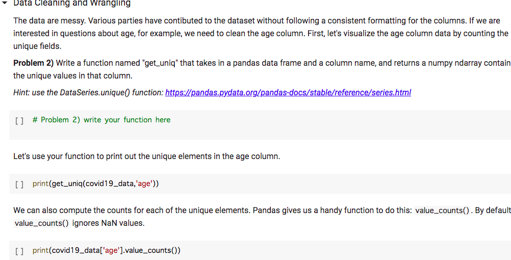Solved Problem 1) • Write a function named rows_and_columns | Chegg.com