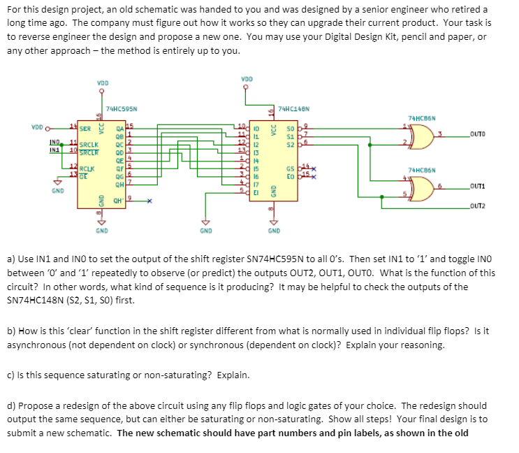 For this design project, an old schematic was handed | Chegg.com