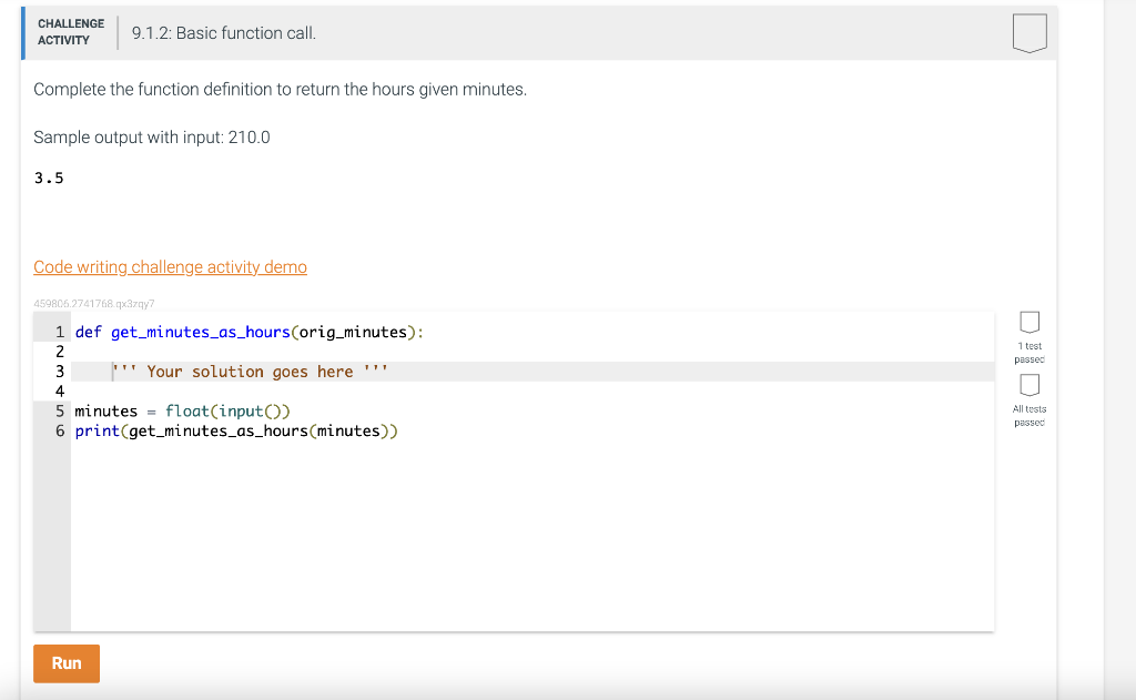 Solved Complete the function definition to return the hours | Chegg.com