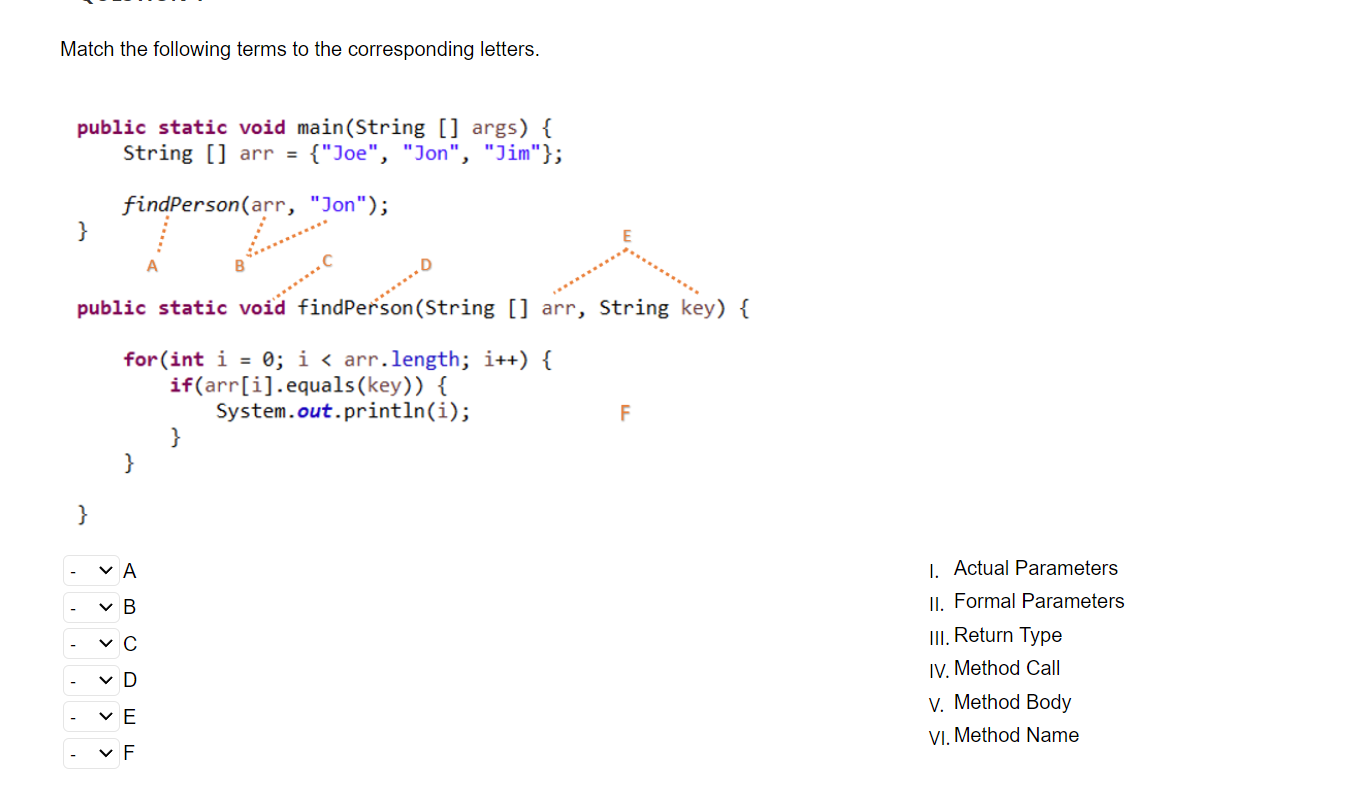 Solved Match the following terms to the corresponding | Chegg.com