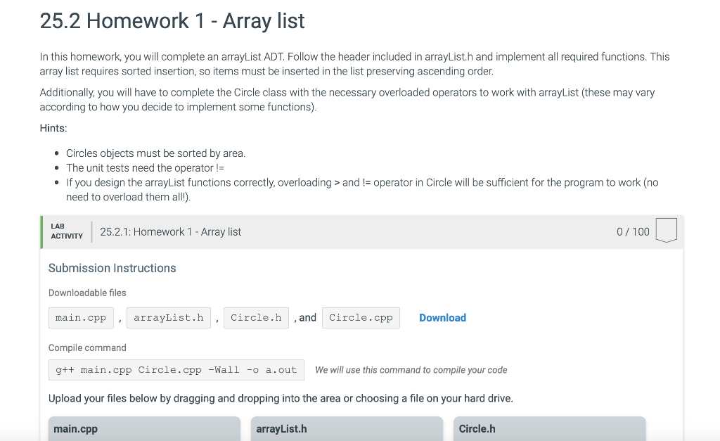 25.2 Homework 1 - Array list In this homework, you | Chegg.com
