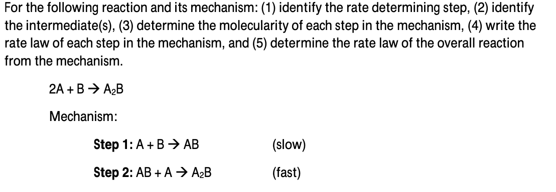 Solved For the following reaction and its mechanism: (1) | Chegg.com